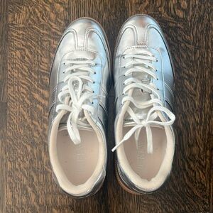 Never worn JCrew silver sneakers